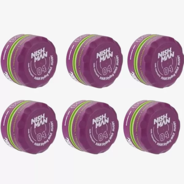 Nishman 04 Ruby Hair Styling Wax – 6 Stück, starker Halt, glänzendes Finish, ideal für kreatives Hairstyling, für Männer und Frauen