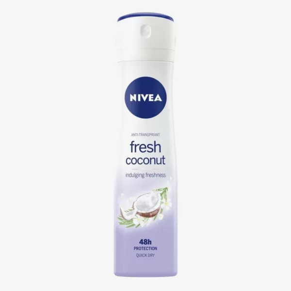 Nivea Anti-Transpirant Fresh Coconut 150ml - 48 uur bescherming, tropische geur, dermatologisch goedgekeurd voor een frisse huid.