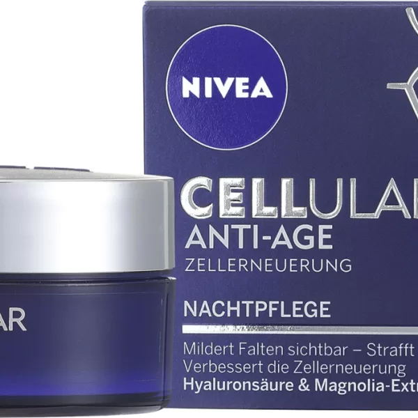 NIVEA CELLular Anti-Age Nachtcreme 50 ml – Volumen Boost, Anti-Aging für strahlende Haut, revitalisierende Pflege für die Nacht