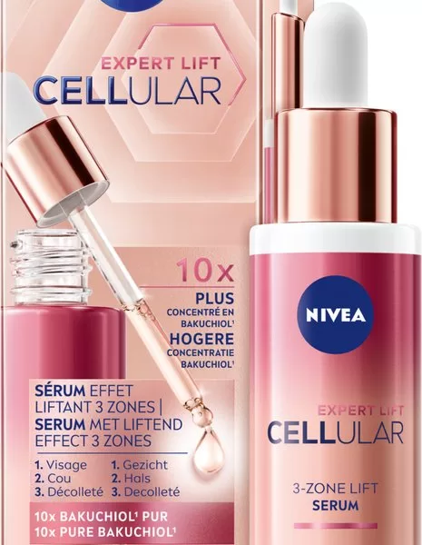 NIVEA Cellular Expert Lift Serum - Bakuchiol, Anti-Aging, 30ml - Liftend Effect voor Gezicht, Hals en Décolleté