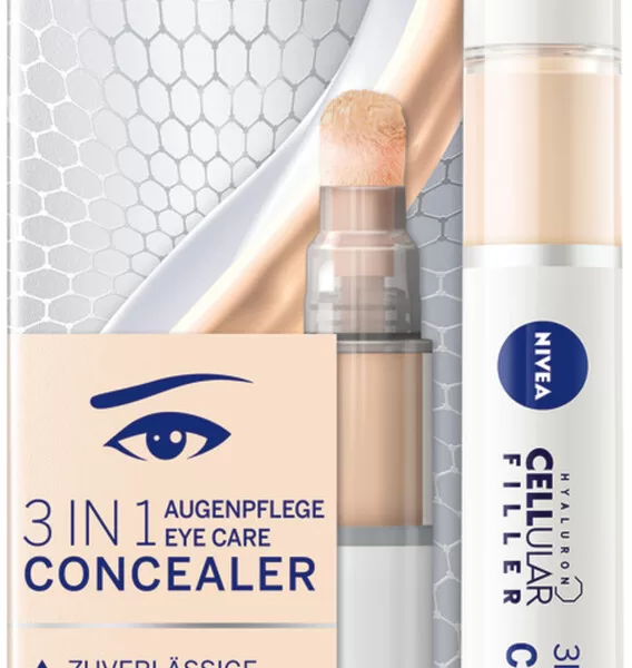 NIVEA Cellular Filler 3-in-1 Oogconcealer met SPF15, 4 ml - Hydratatie, Jeugdige Glans, Vermindert Lijntjes & Rimpels, Donker 02