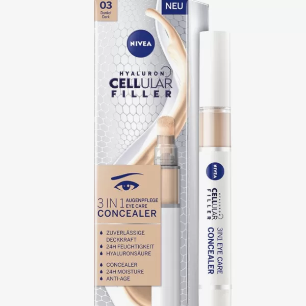 NIVEA Cellular Filler 3-in-1 Oogconcealer 4 ml - Hydratatie, SPF15, Hyaluronzuur, Camouflage, Jonger Uiterlijk, Vermindert Rimpels