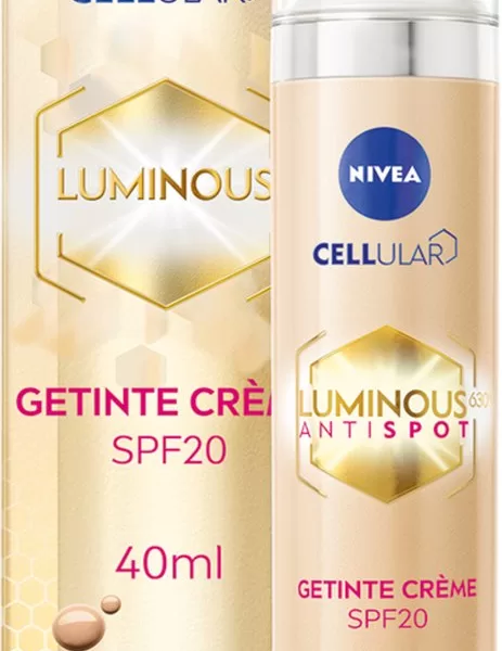 Nivea Cellular Luminous630 Getinte Dagcrème SPF20 40ml – Anti-Spot, Natuurlijke Dekking, Vermindert Pigmentvlekken, 1+1 Gratis