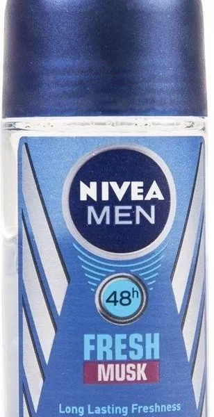 Nivea Deo Roll-on Men Fresh Musk – 6x50 ml – Langdurige bescherming tegen transpiratie met mannelijke geur – Verfrissend en veilig