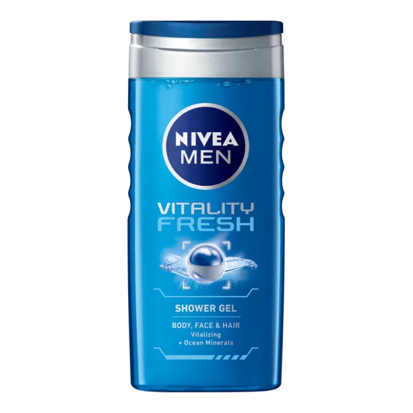 Nivea Douchegel For Men Vitality Fresh 250 ml - 3-in-1 Hydraterende Douchegel met Frisse Oceaangeur - 6 Stuks