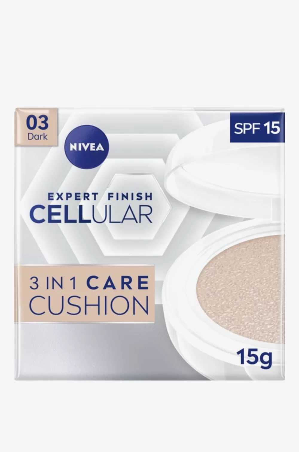 NIVEA Hyaluron Cellular Filler 3in1 Care Cushion Medium Dark SPF15 - 24h Hydratatie, Jeugdige Glans, Inclusief Cushionpad, Nr. 03