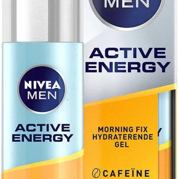 NIVEA MEN Active Energy Gezichtsgel - 50 ml, Hydraterend, Met Cafeïne, Bestrijdt Vermoeidheid, Gezonde Huid, Snelle Absorptie