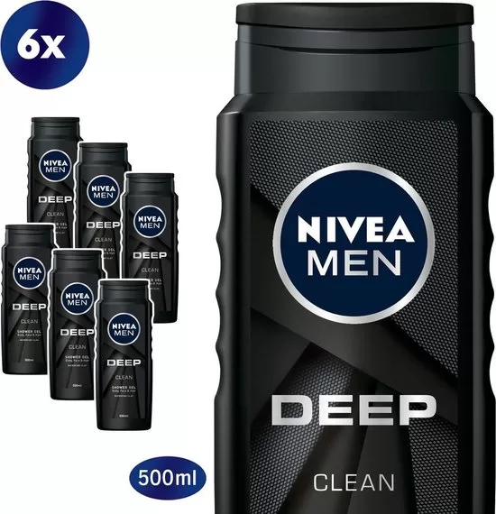 NIVEA MEN Deep Clean Duschgel Set 6x250ml – Erfrischendes Duschgel für Männer, tiefenreinigend, ideal für alle Hauttypen, täglich anwendbar