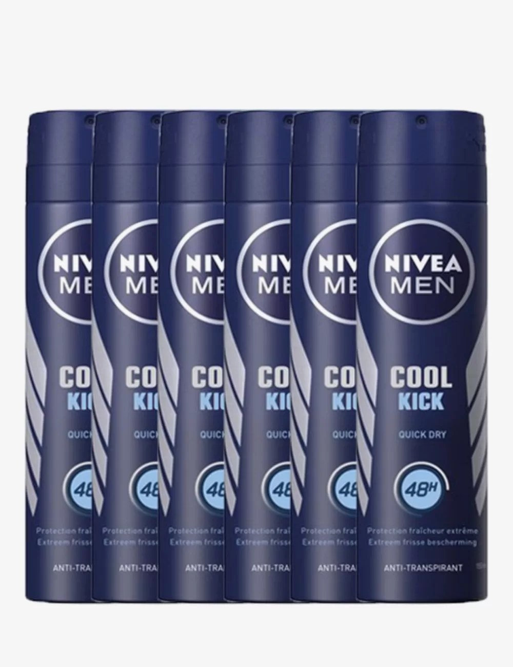 Nivea Men Deodorant Spray Cool Kick 6x150ml - 48h Anti-Transpirant, Alcoholvrij, Dermatologisch Getest, Frisse Bescherming voor Actieve Mannen