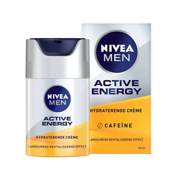 Nivea Men Gezichtscreme Active Energy 50 ml - Versterkende Vitamines, Vermoeidheid Bestrijden, UVA/UVB Bescherming, Verfrissend en Voedend