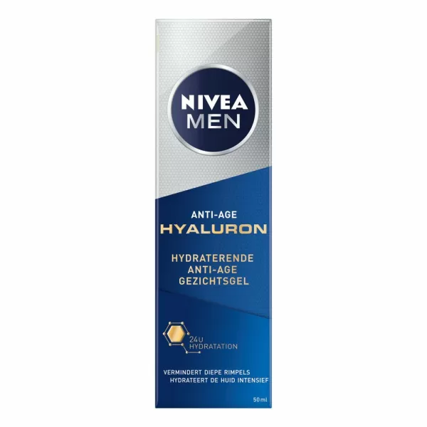 Nivea Men Hyaluron Gezichtsgel 50 ml - Hydraterende Anti-Age Formule, Vermindert Rimpels, Verstevigt en Revitaliseert de Huid