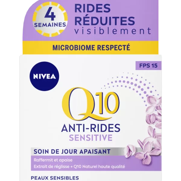 NIVEA Soin de Jour Q10 Anti-Rides FPS15 - Pores Resserres, Extrait d'Algues, Peau Mixte, Texture Lissante, 50ml