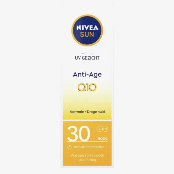 Nivea Sun Anti-Age Gezichtszonnebrand SPF 30, 50ml - UVA/UVB Bescherming, Hydraterend, Met Q10 tegen Rimpels & Pigmentvlekken, Dagelijks Gebruik