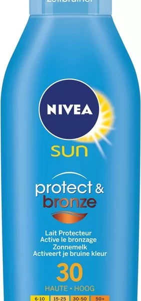 NIVEA SUN Protect & Bronze Zonnemelk SPF 30 - 200 ml | UVA/UVB Bescherming & Natuurlijke Bruining | Huidvriendelijk & Dermatologisch Goedgekeurd