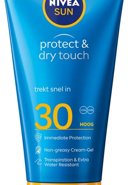 NIVEA SUN Protect & Dry Touch Crème-Gel SPF 30 - Zeer waterproof, geen vettig laagje - 175 ml (2-pack) - Koraalvriendelijk zonnebrand