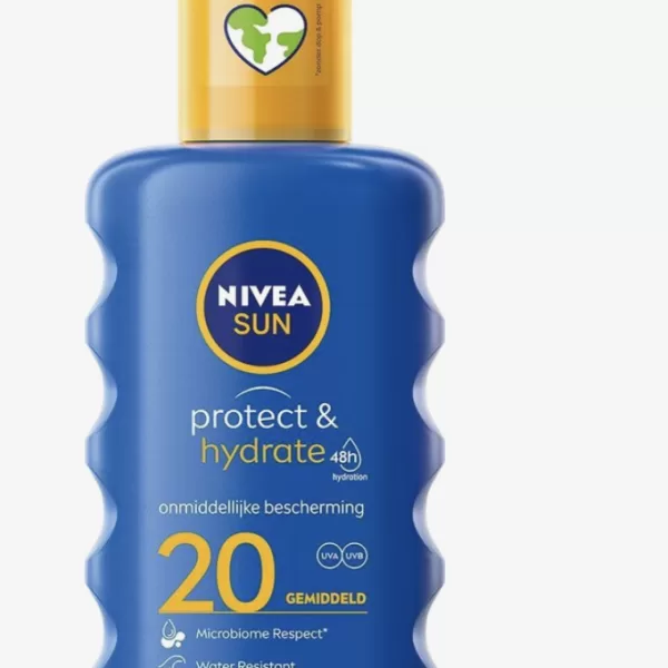 Nivea Sun Protect & Hydrate Spray SPF 20 - 200ml, UVA/UVB Bescherming, Waterbestendig, Hydratatie, Huidvriendelijk, Vrij van Oxybenzone