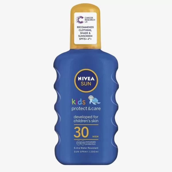 Nivea Sun SPF 30 Kinderspray - Wasserfest, langlebig, 200 ml - Sonnenschutz für empfindliche Haut von Kindern