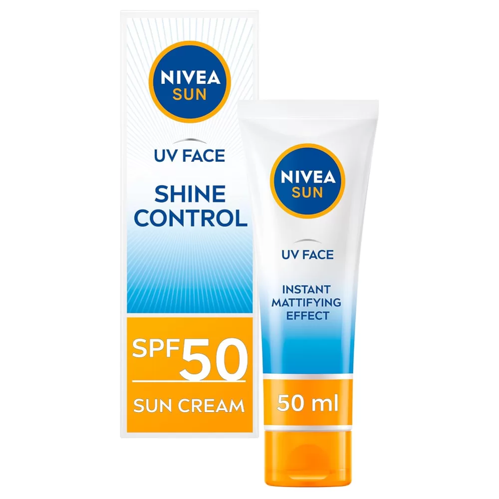 NIVEA Sun UV Face High Protection SPF50 - Shine Control, 50 ml - Sonnencreme für Gesicht, ölfreie Formel, ideal für fettige Haut