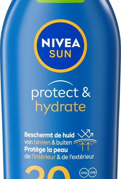 NIVEA SUN Zonnebrand Melk Protect & Hydrate SPF 30 - 200 ml, Waterbestendig, UVA/UVB Bescherming, Huidverzorging, Coral Safe Formula