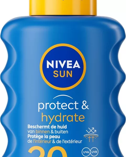 NIVEA SUN Zonnebrand Spray Protect & Hydrate SPF 30 - 200 ml | Waterresistent, UVA/UVB Bescherming, Hydratatie, Dermatologisch Getest