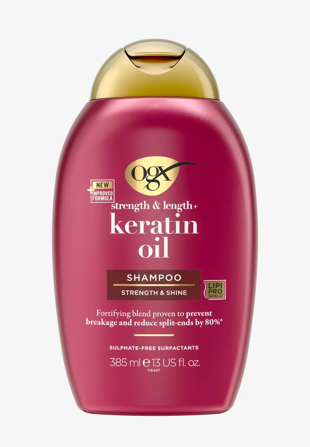 OGX Anti-Breakage Keratin Oil Shampoo 385ml - 3 Stuks | Versterkt & Voedt Haar, Voorkomt Gespleten Punten, Langer & Glanzend Haar