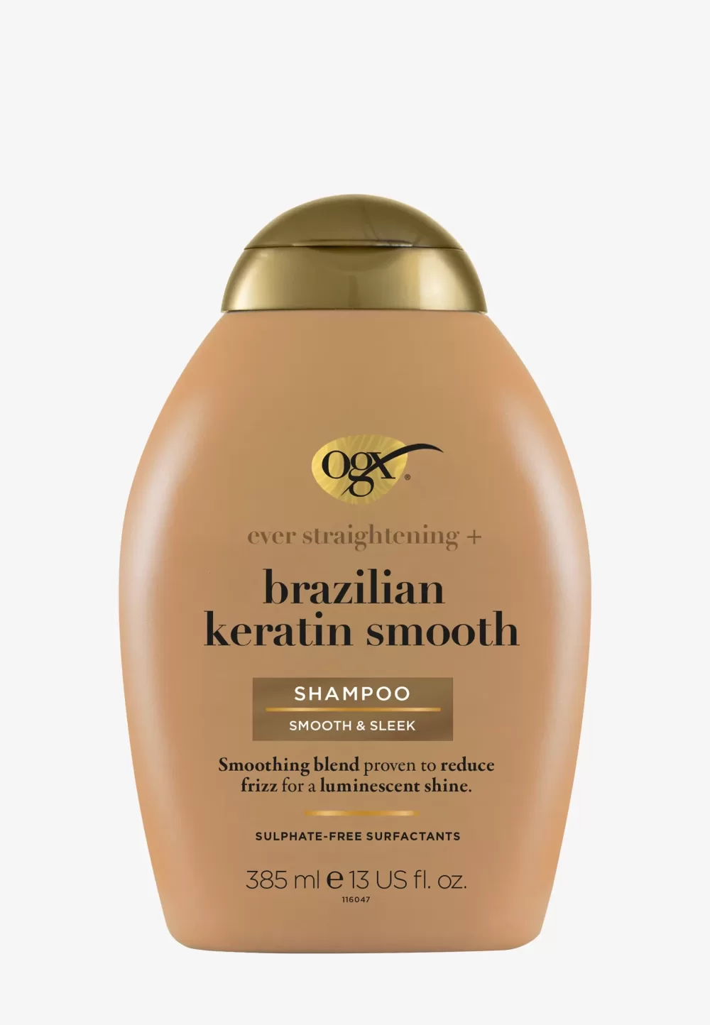 OGX Ever Straight Brazilian Keratin Therapy Shampoo 3x385ml – Sulfaatvrij, Hydrateert, Voor Golvend/Krullend Haar, Glans & Controleer Kroes