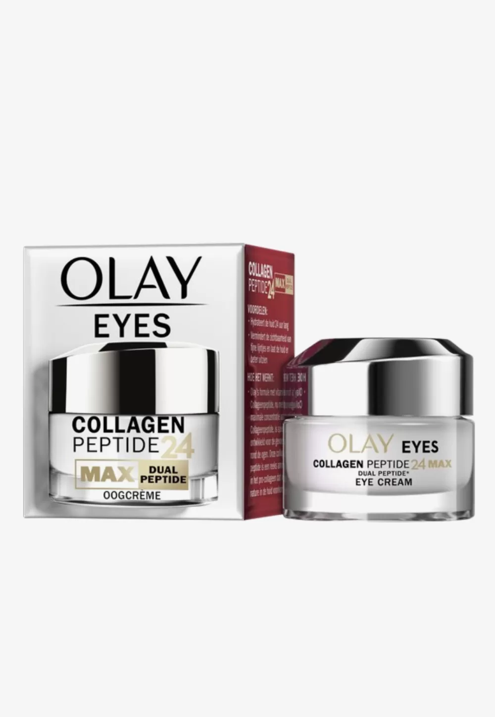 Olay Collageenpeptide 24 Max Oogcrème 15ml – Hydrateert, Vermindert Fijne Lijntjes, Parfumvrij, Voor Gevoelige Huid, Met Niacinamide