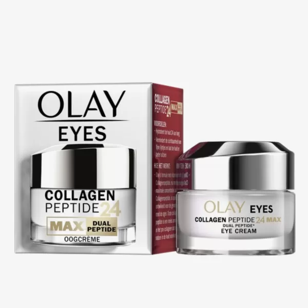 Olay Collageenpeptide 24 Max Oogcrème 15ml – Hydrateert, Vermindert Fijne Lijntjes, Parfumvrij, Voor Gevoelige Huid, Met Niacinamide