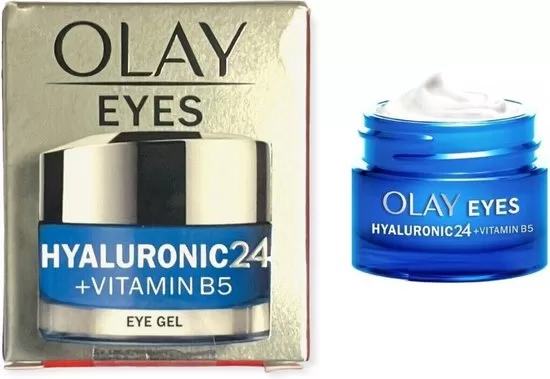 OLAY Hyaluronic24 + Vitamin B5 Oogcontourgel - Hydrateert, Verheldert, Parfumvrij, Voor Gevoelige Huid, 24 Uur Hydratatie, Antioxidanten