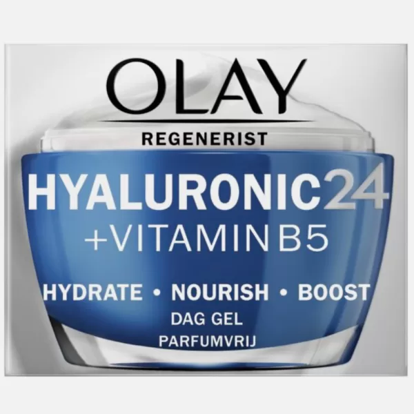 Olay Hydraterende Dagcrème 24+ met Hyaluronzuur & Vitamine B5 - 50ml, Parfumvrij, Niet-comedogeen, Voor Gezonde, Gehydrateerde Huid