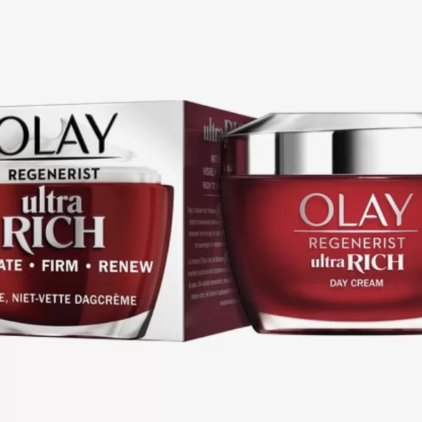 Olay Regenerist Ultra Rich Dagcrème 50ml - Vitamine B3, Peptiden & Sheaboter - Hydrateert 24u voor Droge Huid - Anti-Veroudering