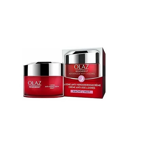 Olaz Regenerist Nachtcrème 15 ml – Anti-Veroudering, Verstevigend, Hyaluronzuur & Peptides voor een Jeugdige Huid, 3-Zone Hydratatie