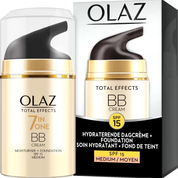 Olaz Total Effects 7in1 BB-Crème voor Medium Huidtint met SPF15 - Anti-Veroudering, Hydratatie, Egalisatie, Niet-vettig, 50ml