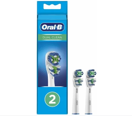 Oral-B Dual Clean Opzetborstels - 2 stuks met Bluetooth, Poetsdruksensor, Timer & Reisetui - Voor Gezondere Tanden & Tandvlees