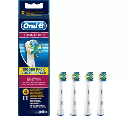 Oral-B Floss Action Opzetborstels - 4 stuks, MicroPulse Technologie, Diepe Reiniging, Compatibel met Oral-B Elektrische Tandenborstels