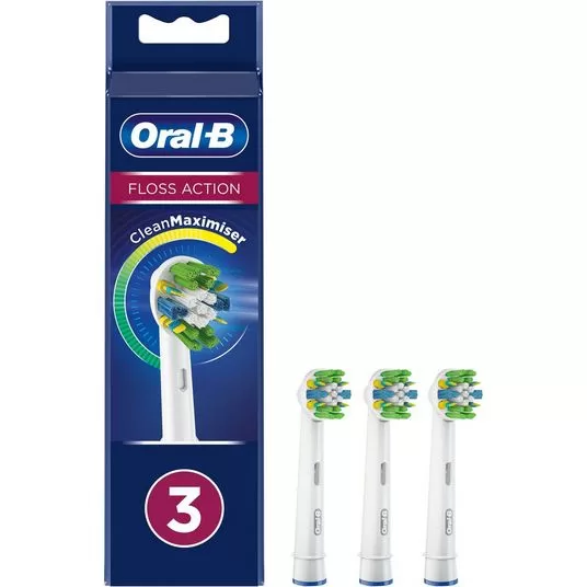 Oral-B FlossAction Opzetborstels - 3 Stuks met CleanMaximiser Technologie voor 100% meer Tandplakverwijdering & Gezond Tandvlees