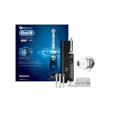 Oral-B Genius 9100S Elektrische Tandenborstel - Zwart, 6 Modi, Positiedetectie, Drukregeling, 4 Opzetborstels, Lithium-Ion Batterij, Reiskoffer