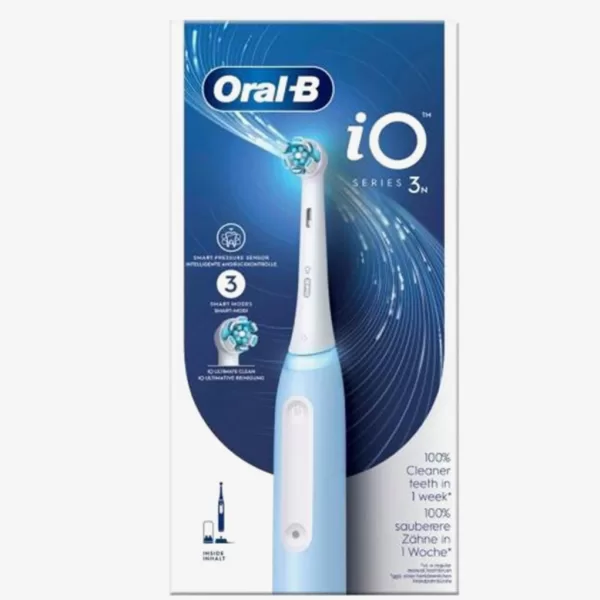 Oral-B iO 3N Elektrische Tandenborstel - Blauw, Ronde Borstelkop, Poetsdruksensor, 3 Reinigingsstanden, Lithium-ion Batterij, Professionele Reiniging