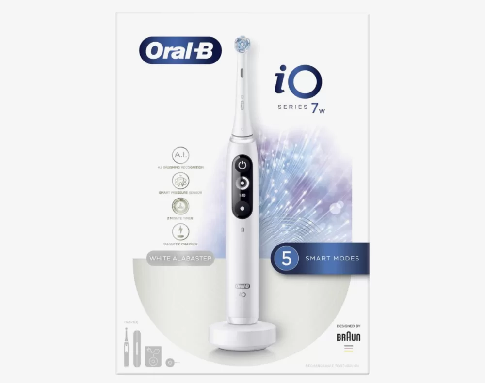 Oral-B iO 7W Elektrische Tandenborstel - Wit | Geavanceerde Technologie & Superieure Poetservaring | Innovatief Design