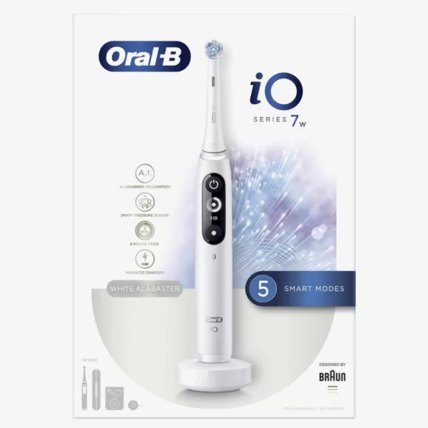 Oral-B iO 7W Elektrische Tandenborstel - Wit | Geavanceerde Technologie & Superieure Poetservaring | Innovatief Design