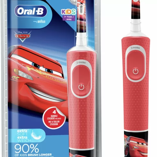 Oral-B Kids Elektrische Tandenborstel - Cars - Voor Kinderen 3+ - Zachte Borstelharen - Oplaadbaar - Inclusief Disney Stickers - Timer Functie