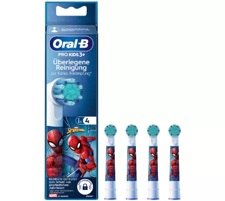 Oral-B Kids Spiderman Elektrische Opzetborstels - 4 Stuks - Zacht & Ideaal voor Kinderen - Geschikt voor Stages Power Kids Tandenborstels