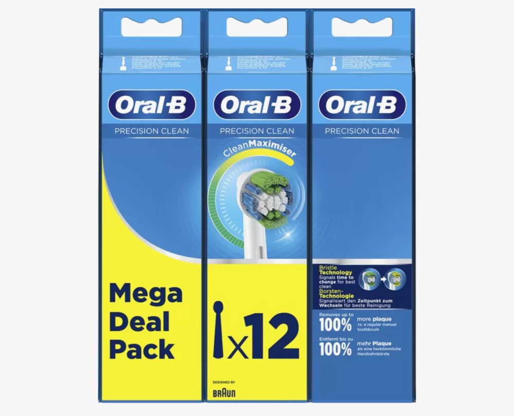 Oral-B Precision Clean Opzetborstels - 12 Stuks met CleanMaximiser Technologie - Verwijdert tot 100% meer Tandplak - Compatibel met Oral-B Handvatten