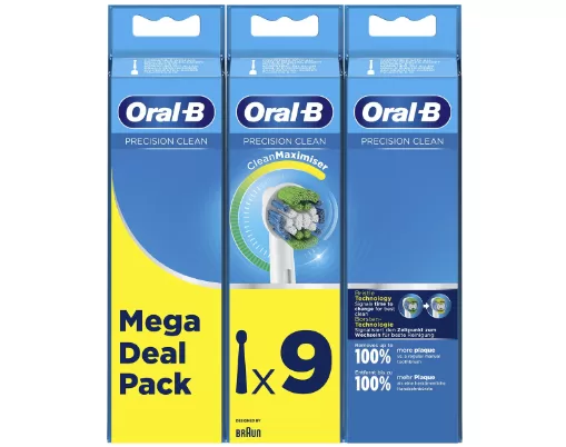 Oral-B Precision Clean Opzetborstels 9 Stuks - Flexisoft, Interdentale Tips, Indicator-Haar - Geschikt voor Triumph & Professional Care