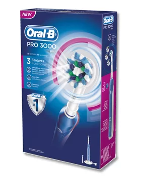 Oral-B Pro 3000 Elektrische Tandenborstel - 3 Poetsstanden, Druksensor, Oplaadbaar, Precision Clean Opzetborstels, Voor Gezonde Tanden en Tandvlees