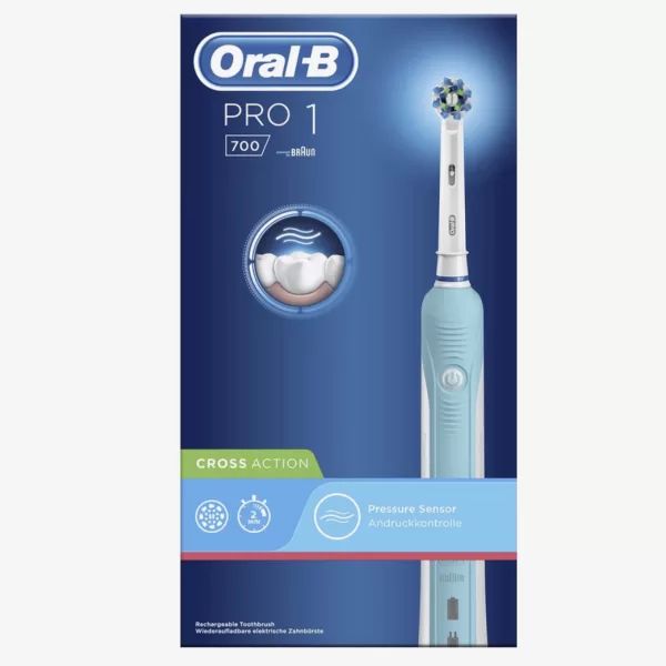 Oral-B Pro 700 CrossAction - Elektrische Tandenborstel met 3D-reinigingsactie, Timer, en 1 opzetborstel voor superieure reiniging