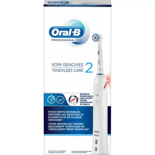 Oral-B Elektrische Tandenborstel Professional Care Gum Care 2 – Bescherming voor Tandvlees, 100% Meer Tandplakverwijdering, 2 Poetsstanden, 2 Opzetborstels