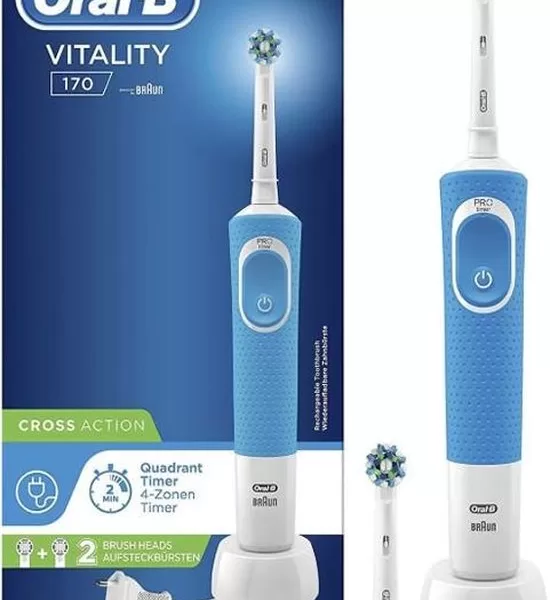 Oral-B Vitality 170 CrossAction Elektrische Tandenborstel - Roterende-Oscillerende Technologie, Blauw, Met Timer, Voor Volwassenen