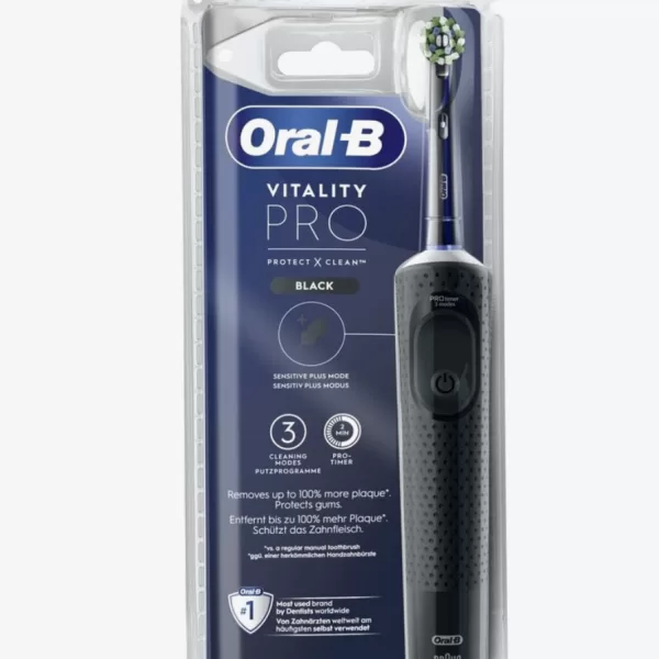 Oral-B Vitality Pro X Clean Elektrische Tandenborstel - Zwart, 3 Poetsstanden, Tot 100% Meer Plaque Verwijdering, Timer, Voor Gevoelige Tanden