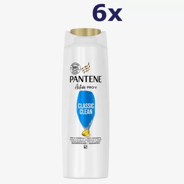 Pantene Classic Clean Shampoo 6 x 400 ml – Sanfte Reinigung, für glänzendes Haar, geeignet für alle Haartypen, 2400 ml Gesamtmenge